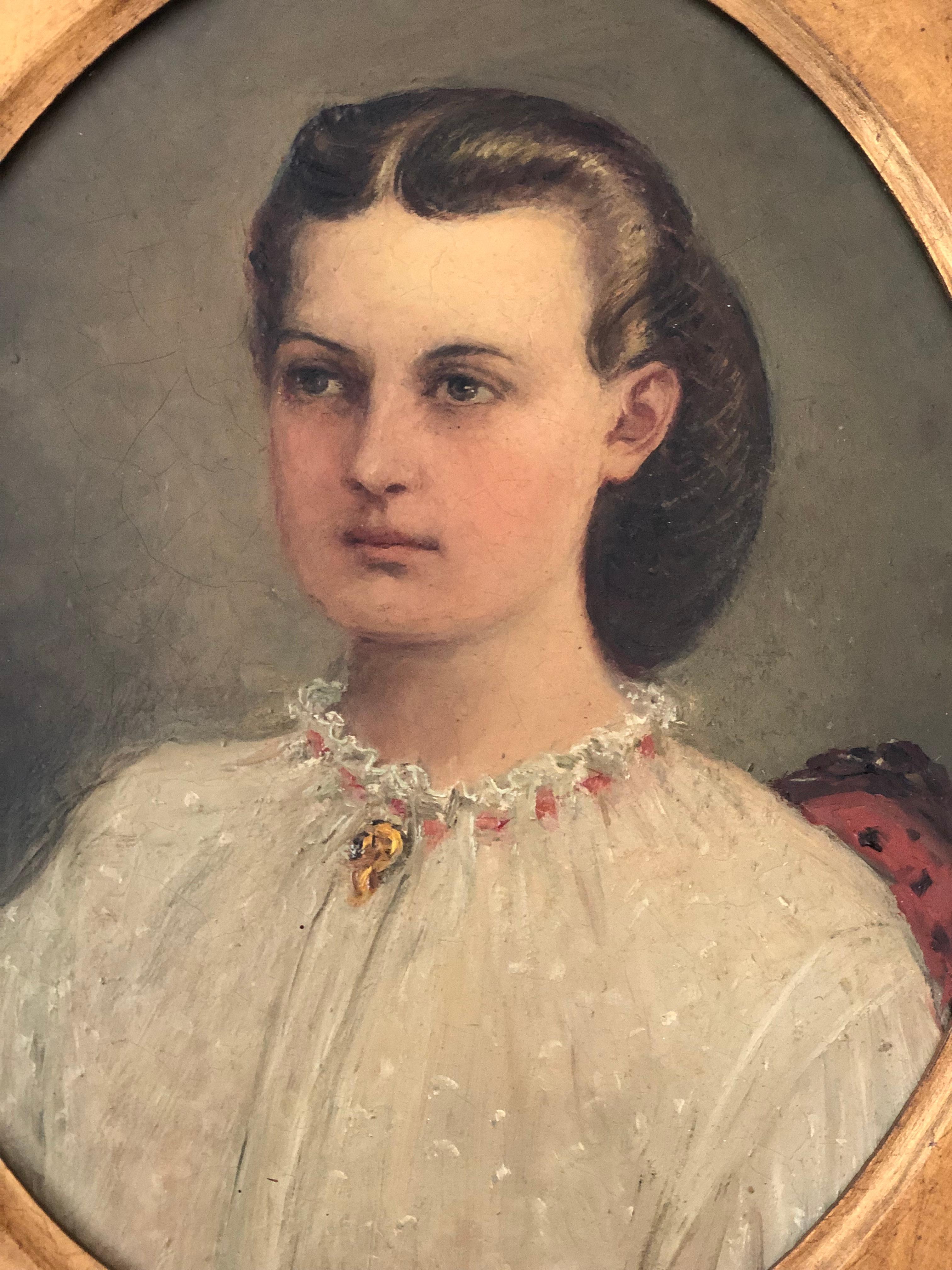 Paire d'anciens portraits à l'huile suédois du 19e siècle en vente 7