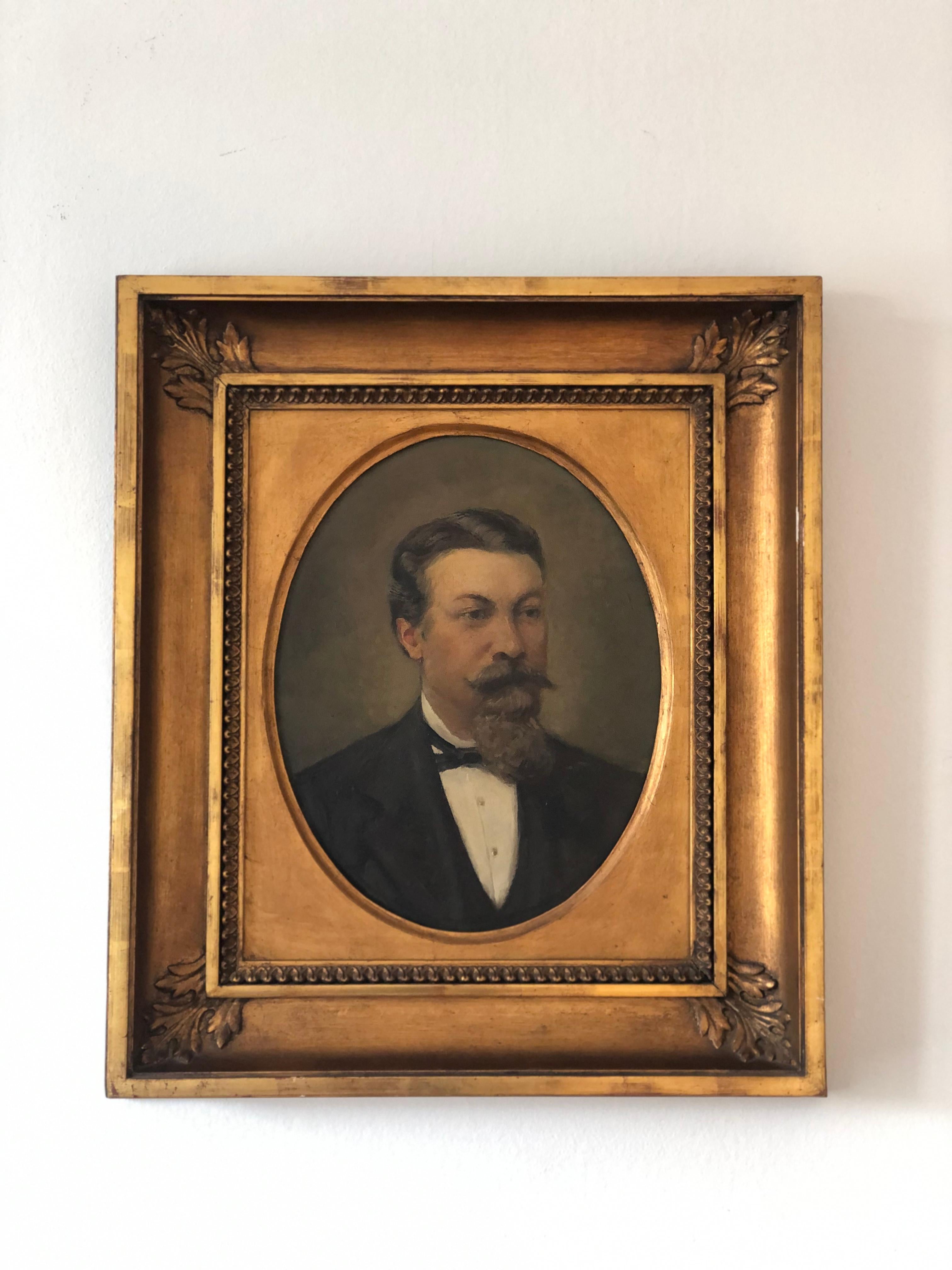 Cette ancienne peinture à l'huile suédoise représente l'homme d'affaires Johan Emil Delin (1844-1916) et son épouse Alma Gustafva Pauline Högberg (1848-1922). Ils sont élégamment vêtus, reflétant le style et les codes sociaux de la classe supérieure