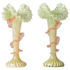 Pair of 19th Century Antique Venetian Glass Small Vases