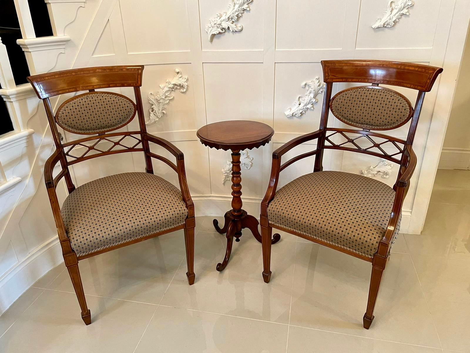 English Pair of 19th Century Antique Victorian Mahogany Inlaid Desk Chairs