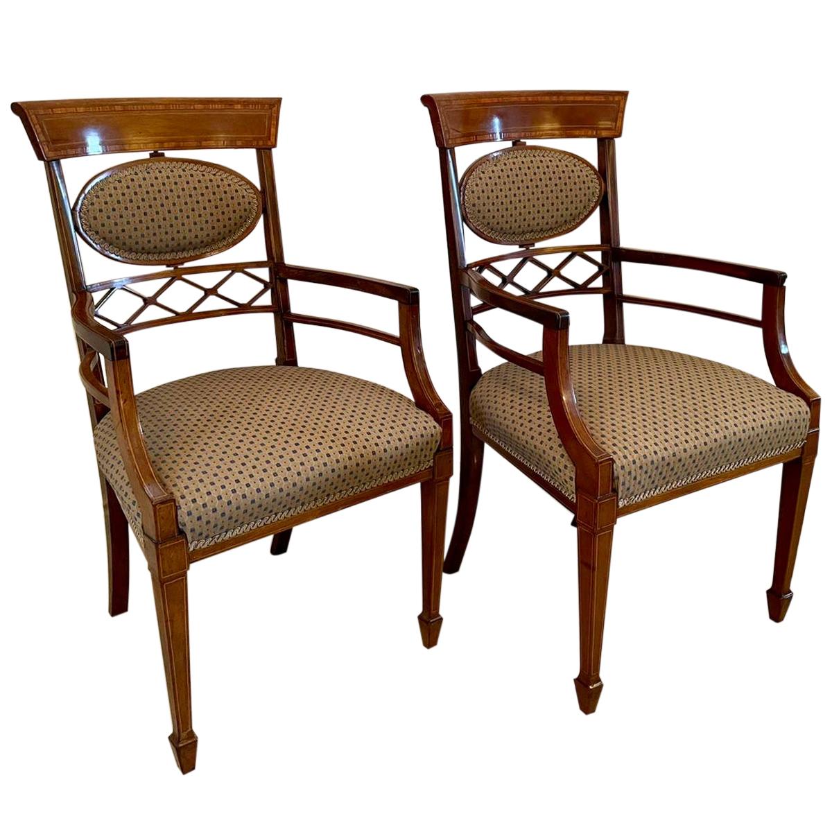 Pair of 19th Century Antique Victorian Mahogany Inlaid Desk Chairs
