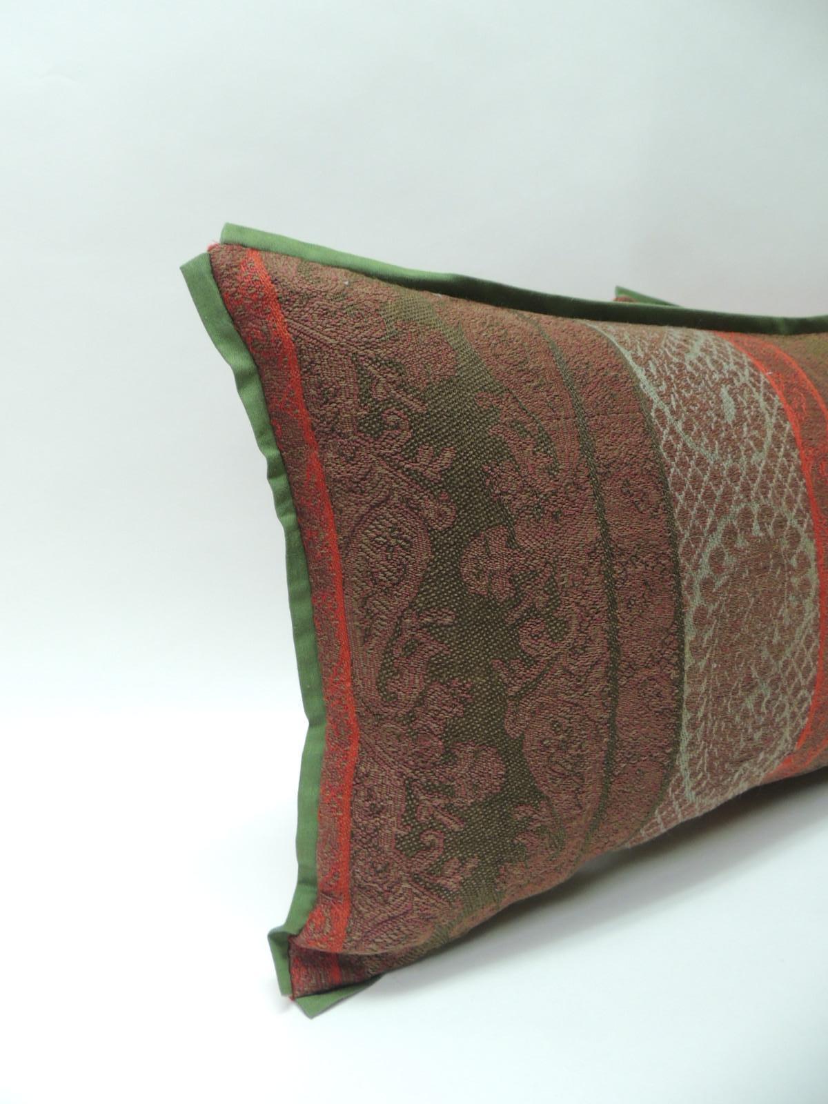 Moorish Pair of 19th Century Antique Woven Kashmir Paisley Decorative Lumbar Pillows