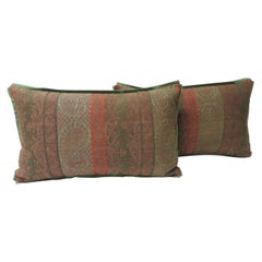 Pair of 19th Century Antique Woven Kashmir Paisley Decorative Lumbar Pillows