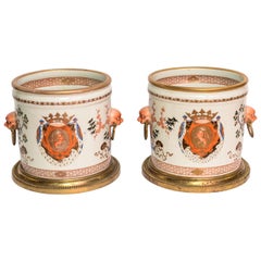 Pair of 19th Century Armorial Cachepots in the Chinese Export Style