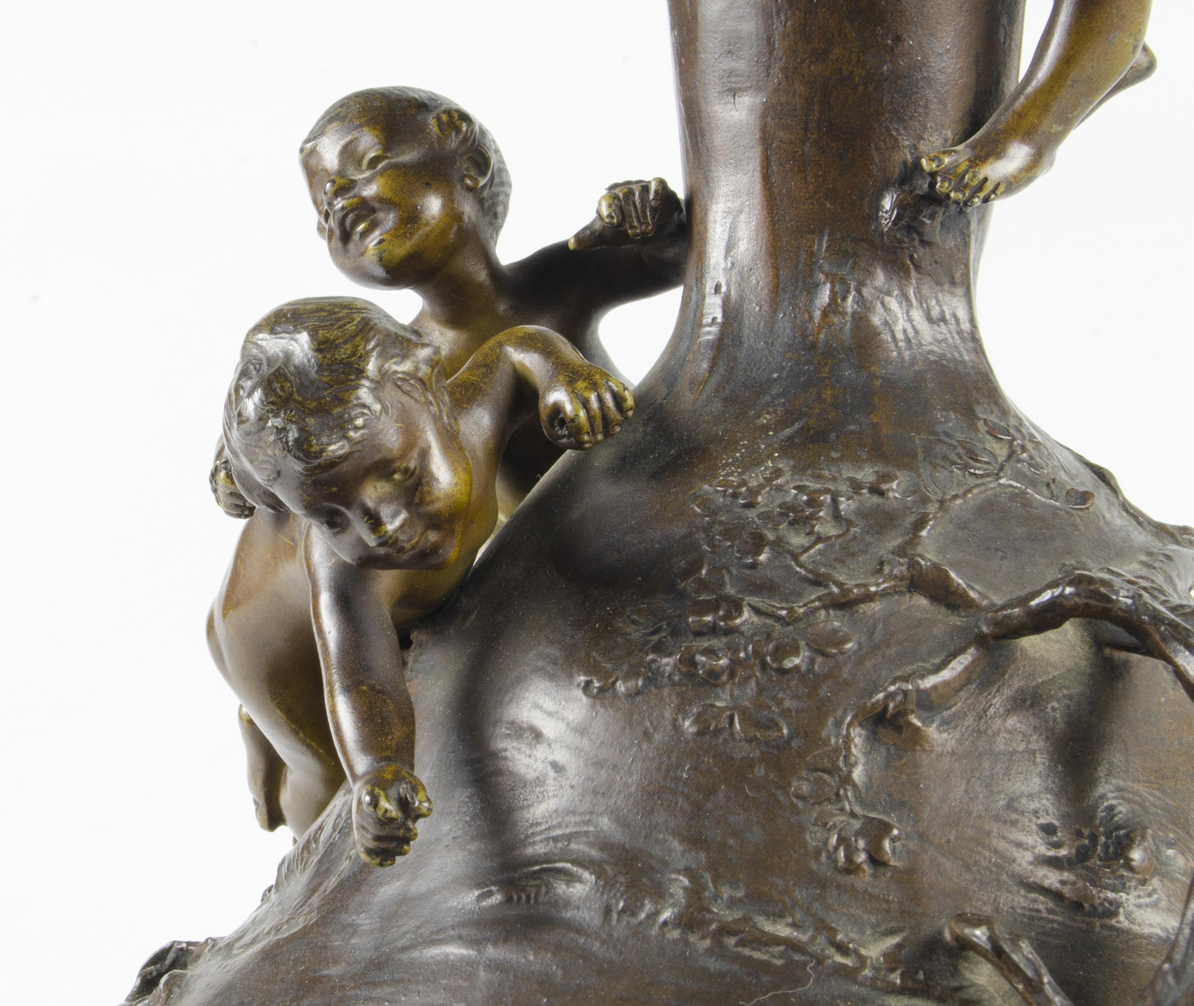 Paire de vases en bronze patiné Art Nouveau du 19ème siècle par Ignar Mansch, France en vente 2