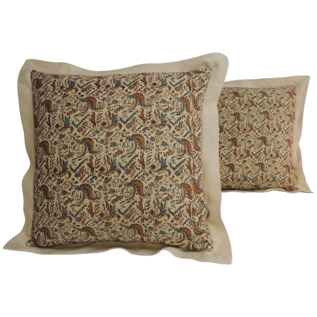 Pair of 19th Century Arts & Crafts Square Decorative Pillows