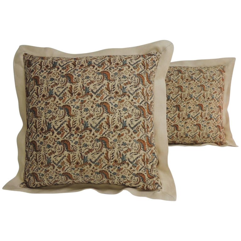 Pair Of 19th Century Arts And Crafts Square Decorative Pillows At