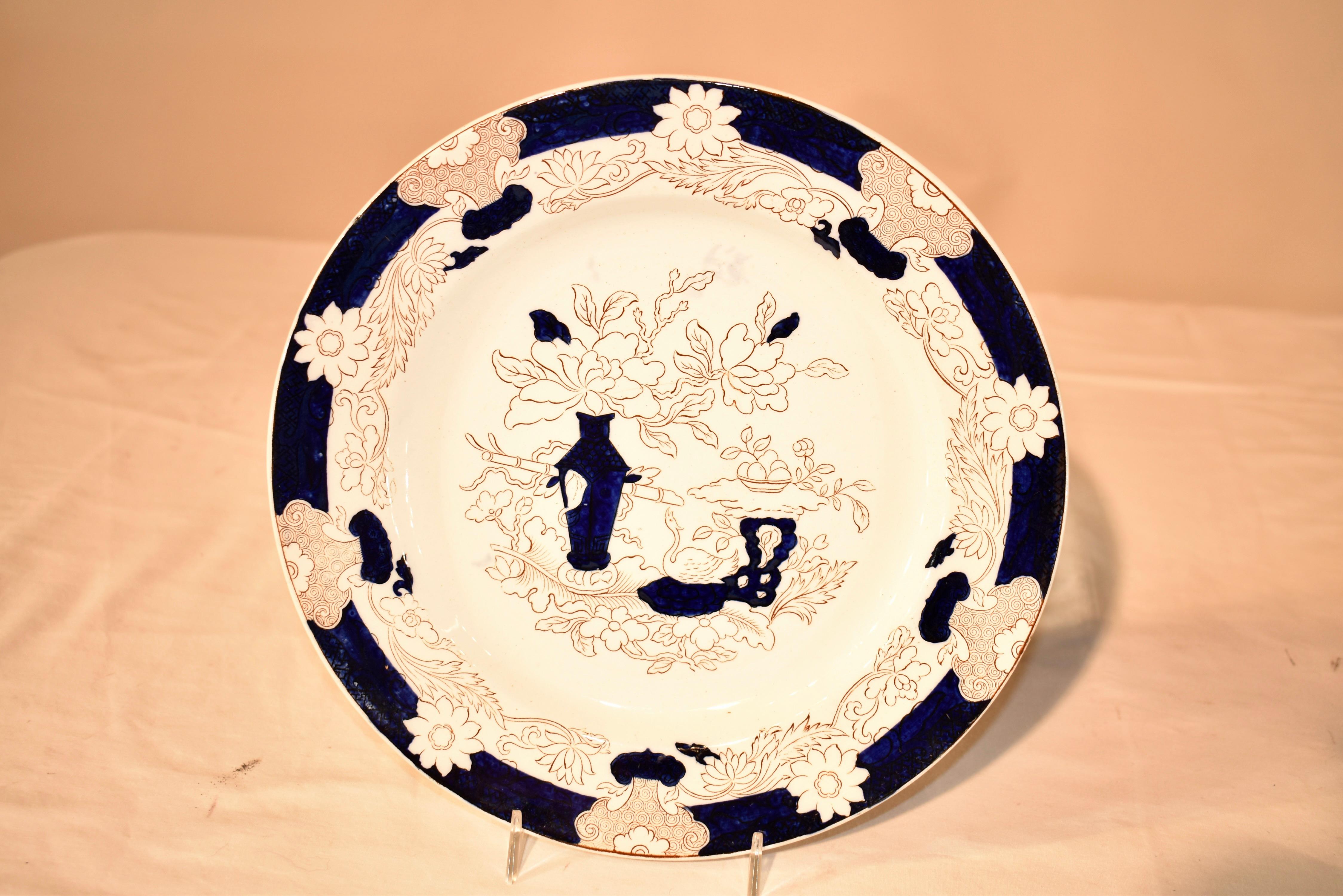 Ein Paar blaue Ashworth-Flow-Teller aus dem 19. Jahrhundert (Keramik) im Angebot