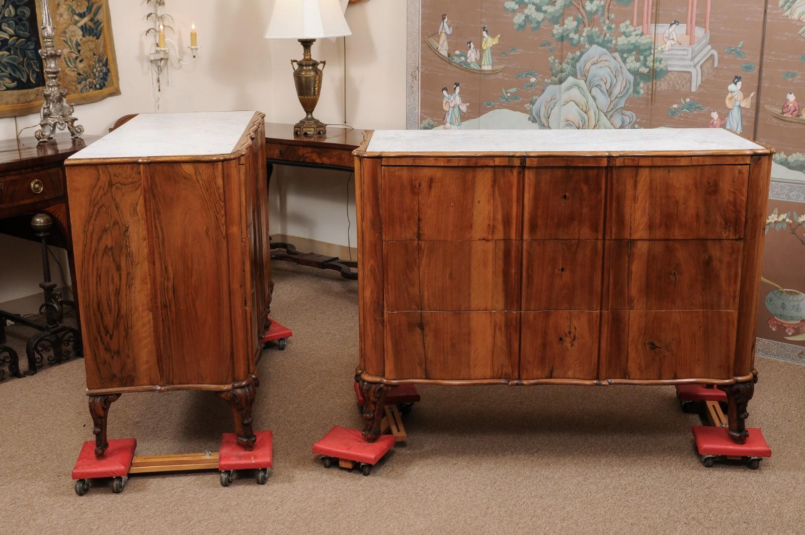 Pair of 19th Century Austrian Commodes with Inset White Marble Tops 3