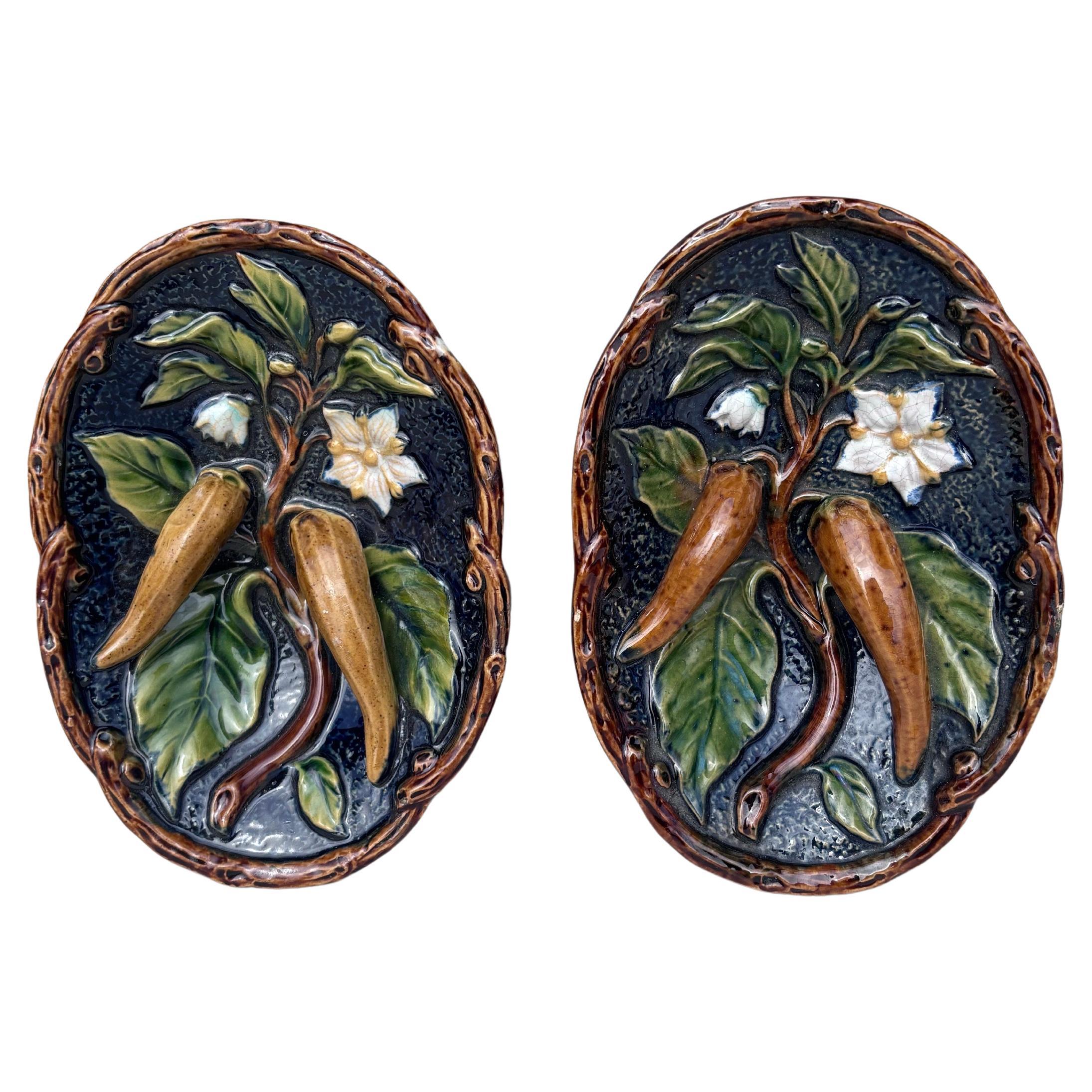 Pair of 19th Century Austrian Majolica Pepper Platter Johann Maresh