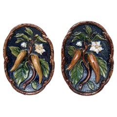 Pair of 19th Century Austrian Majolica Pepper Platter Johann Maresh