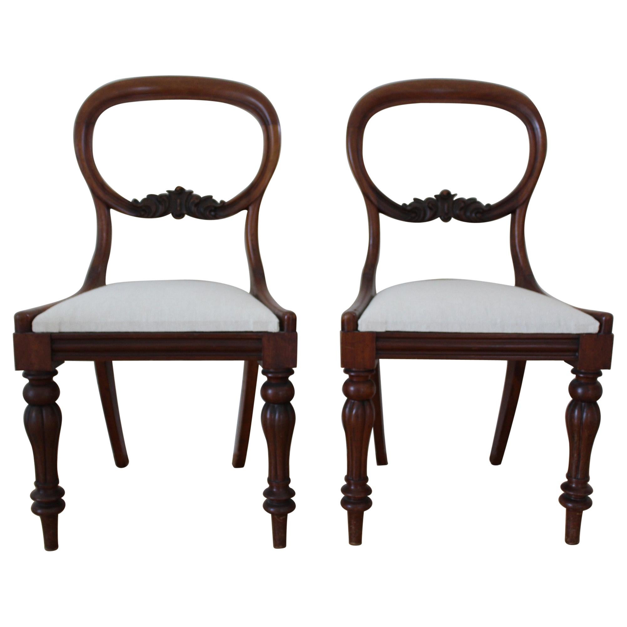 Pair of 19th Century Balloon Back Mahogany Side Chairs For Sale