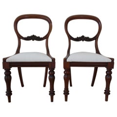 Antique Pair of 19th Century Balloon Back Mahogany Side Chairs