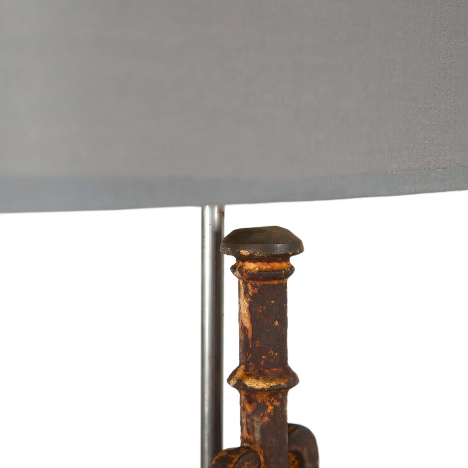 Iron Pair of 19th Century Balustrade Lamps
