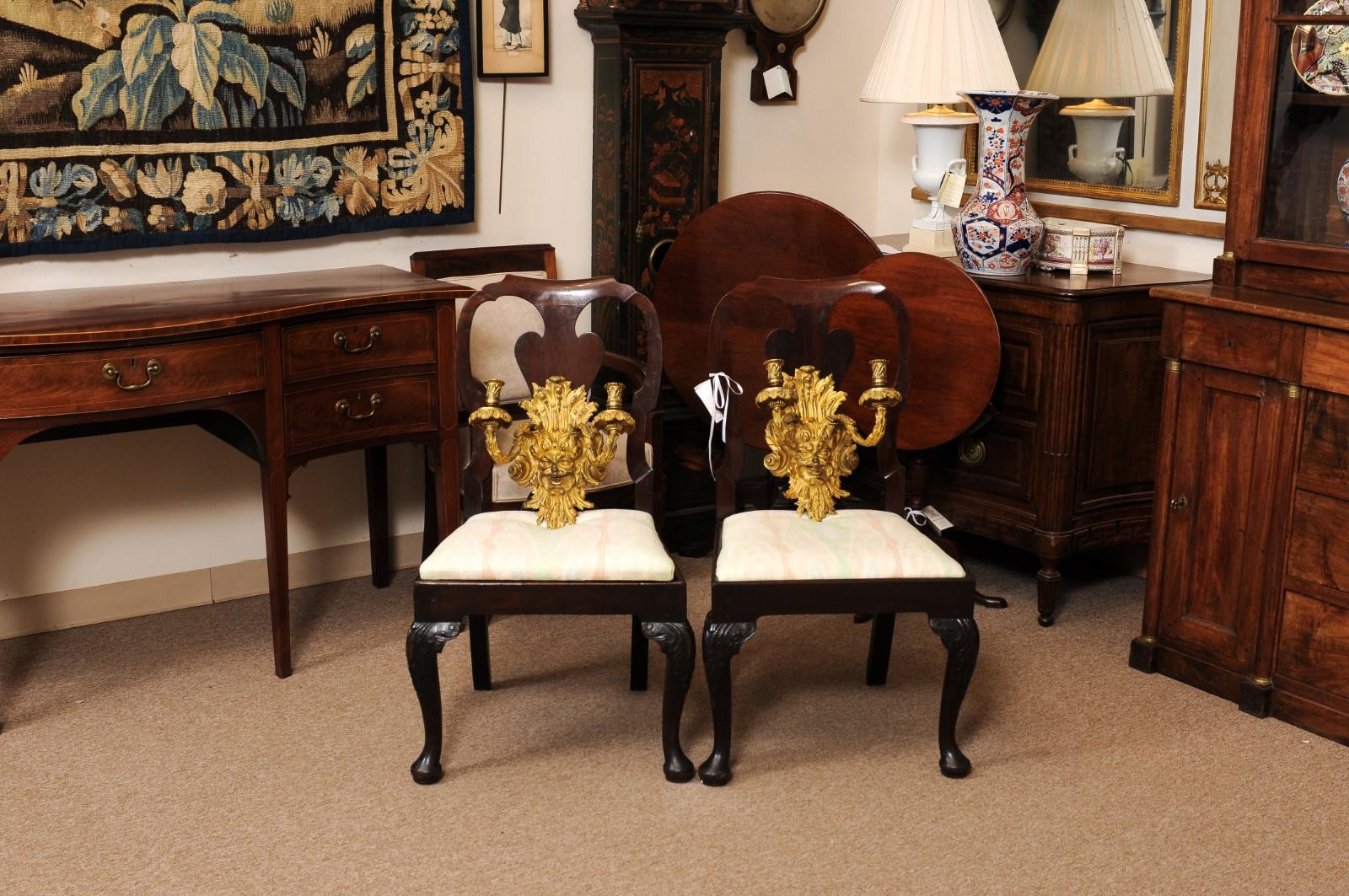 Pareja de Apliques Dore de Bronce Estilo Barroco Siglo XIX en venta 9