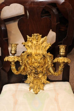 Pair of 19th Century Baroque Style Bronze Dore Sconces
