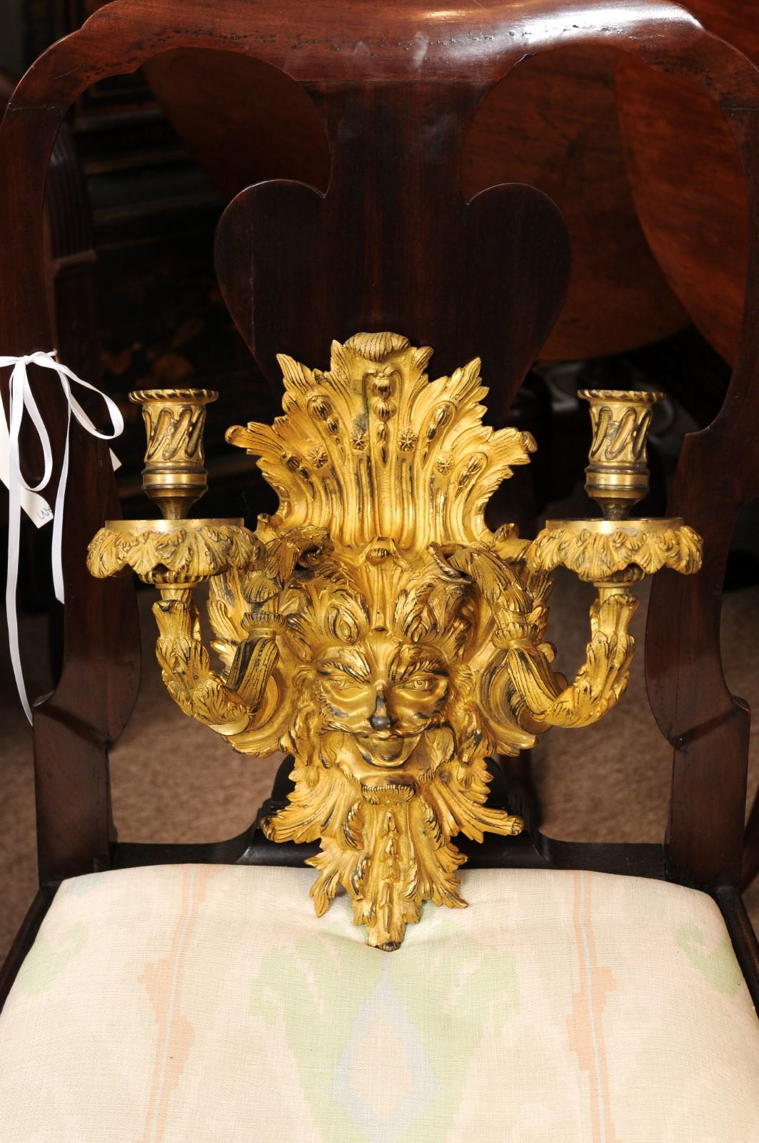 Pareja de Apliques Dore de Bronce Estilo Barroco Siglo XIX en Bastante bueno estado para la venta en Atlanta, GA