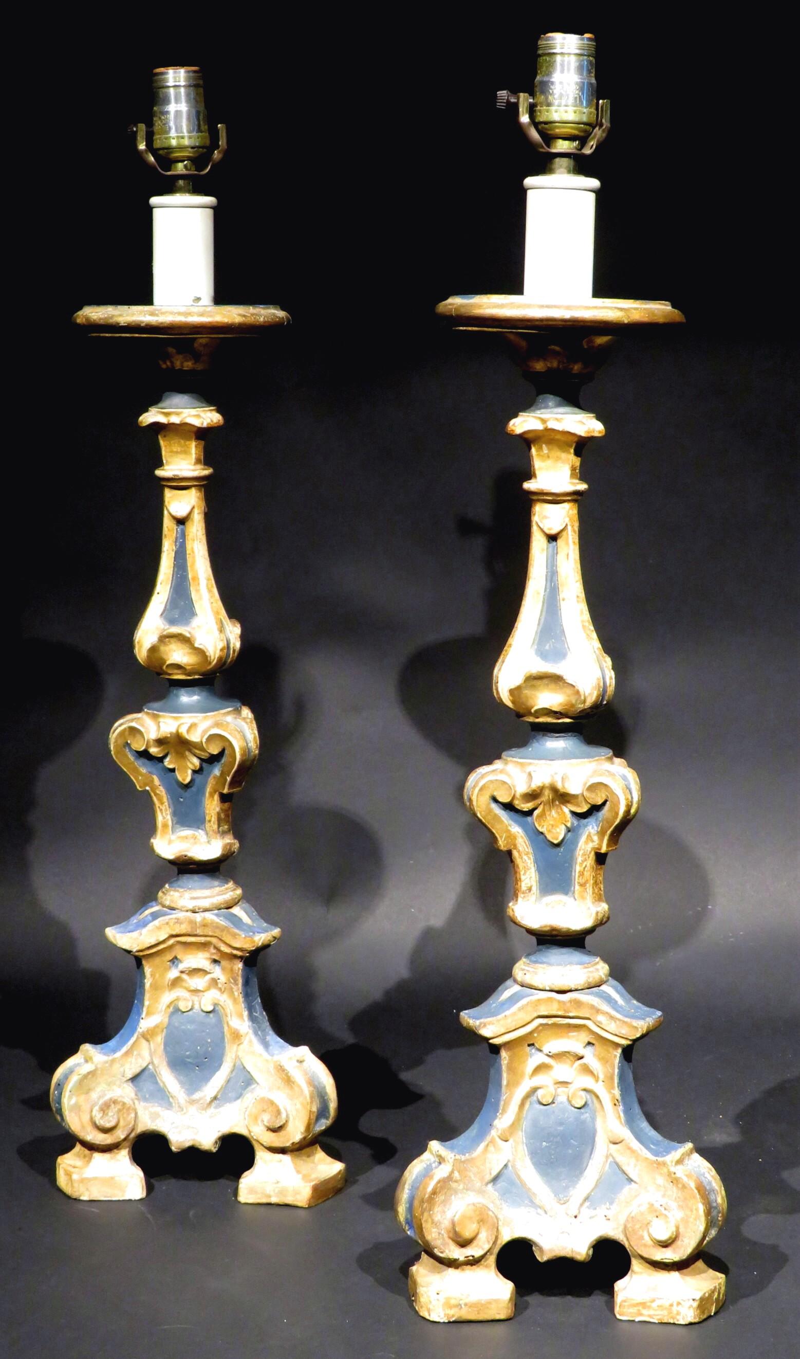 Paire de lampes de table de style baroque du 19ème siècle, italienne vers 1890 Bon état - En vente à Ottawa, Ontario