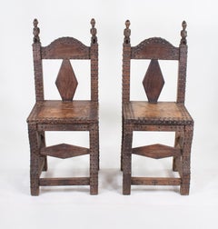 Pair of 19th Century Baule Ceremonial Chairs from Ivory Coast