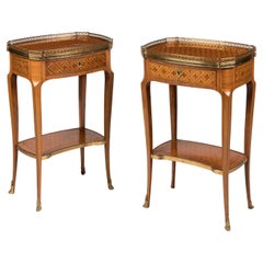 Pareja de mesas de parquet de madera de rey de la Belle Époque del siglo XIX
