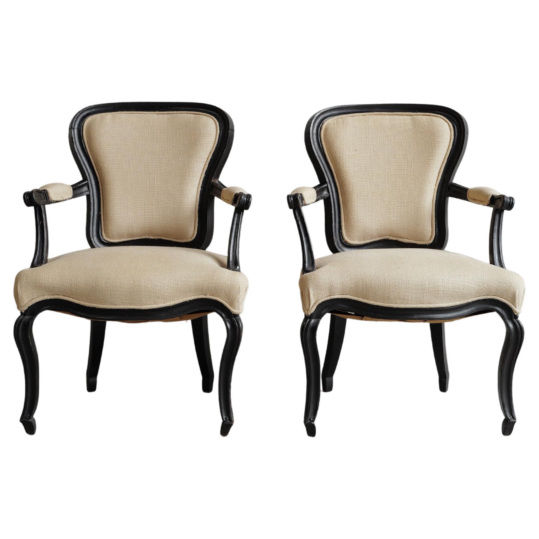 Pair of 19th Century Bergere chairs Louis XV-Style
