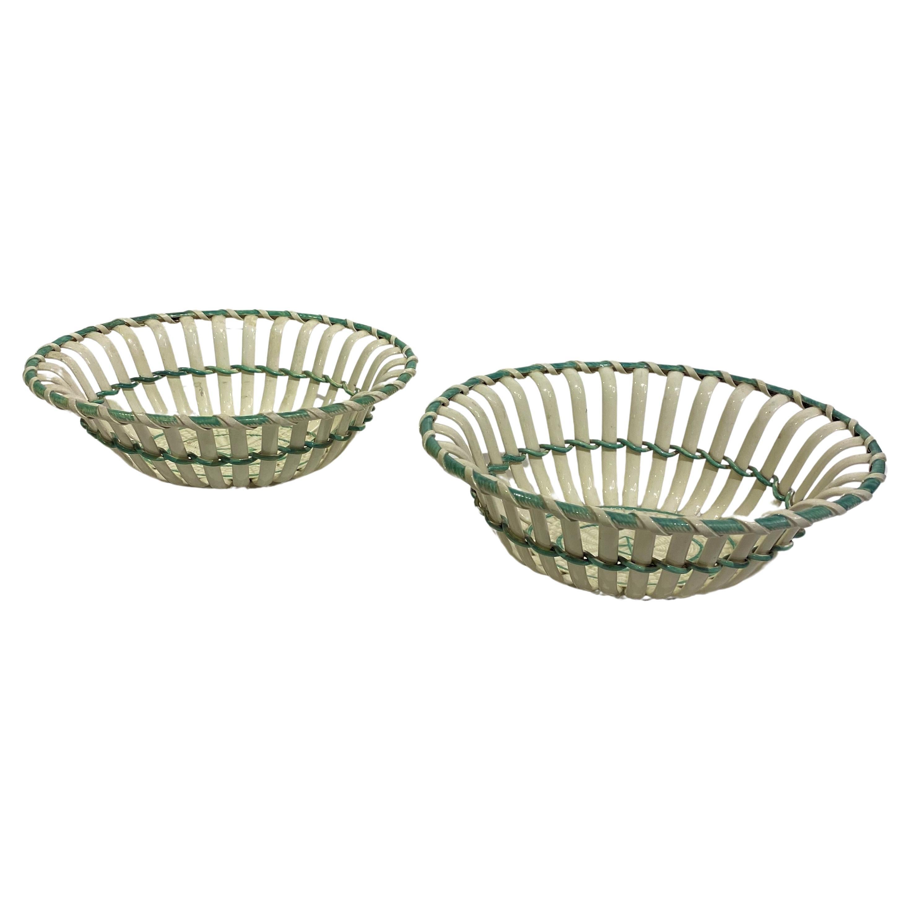 Pair of 19th Century Bi-Color Pierced Baskets from England For Sale