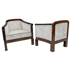Pair of 19th Century Biedermeier Mahogany Feather Armchairs Vienna 1840