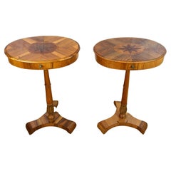 Antique Pair Of 19th Century Biedermeier Side Tables, Nut-/ Cherrywood - AT ca. 1830