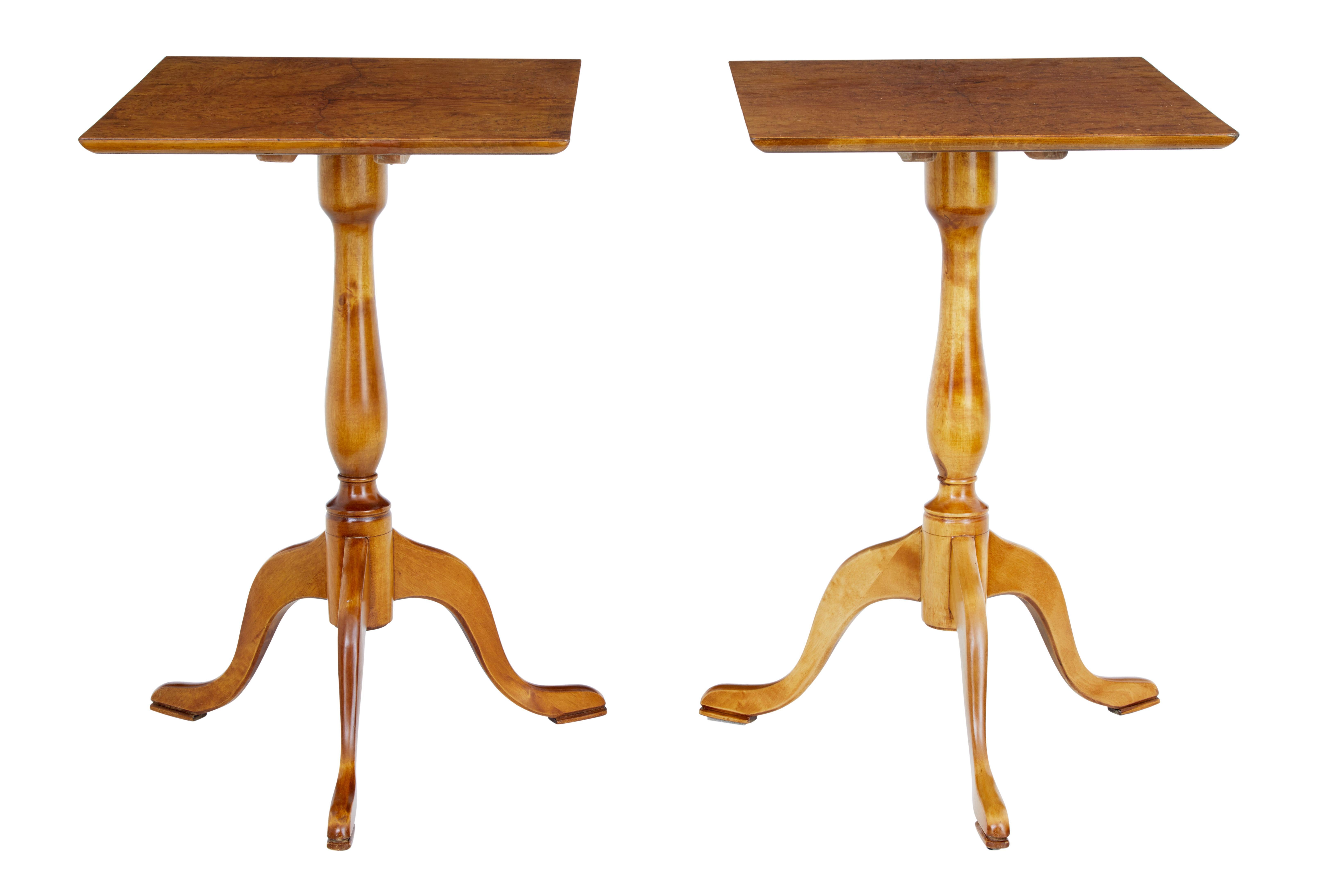 Woodwork Pair of 19th Century Birch Tilt Top Occasional Tables