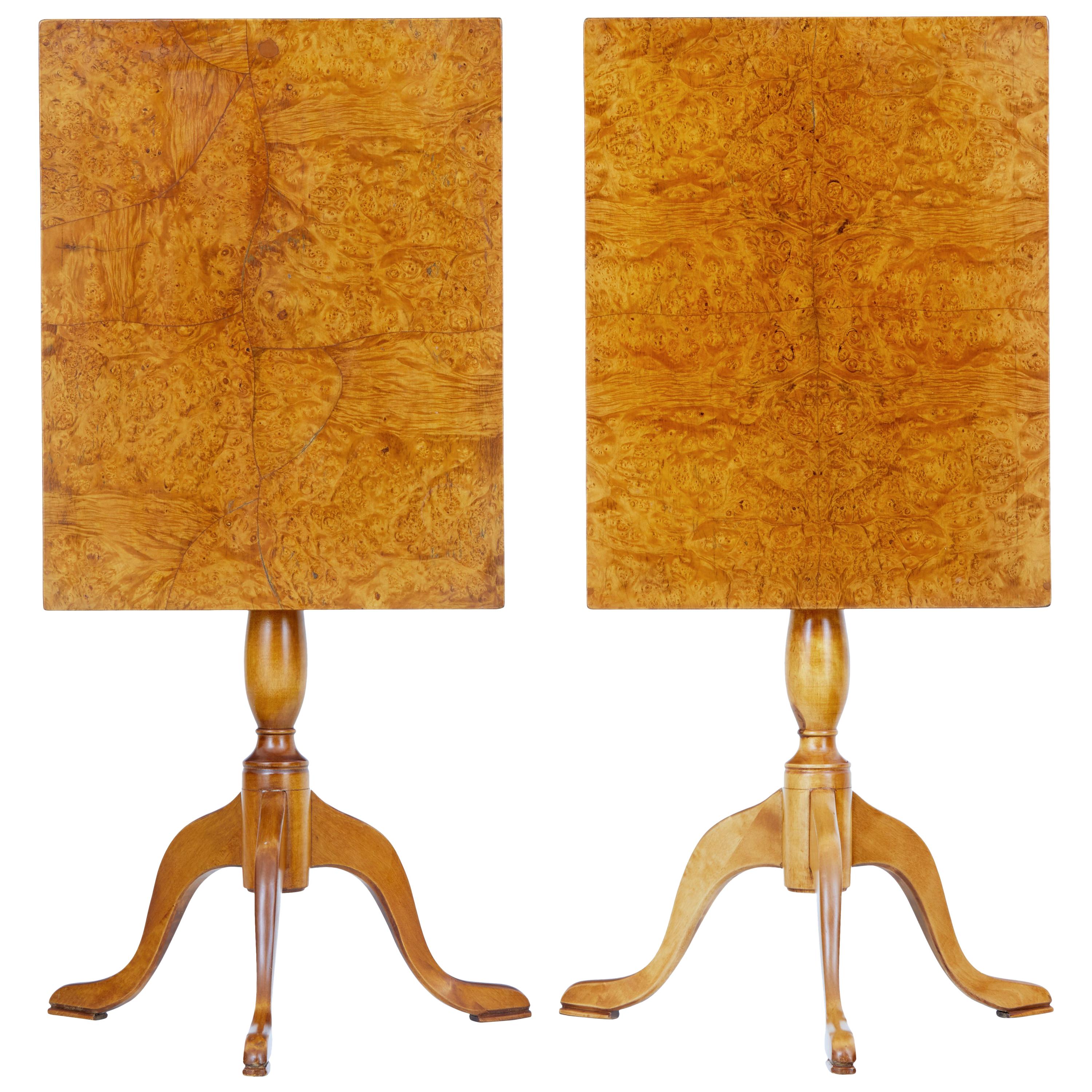 Pair of 19th Century Birch Tilt Top Occasional Tables