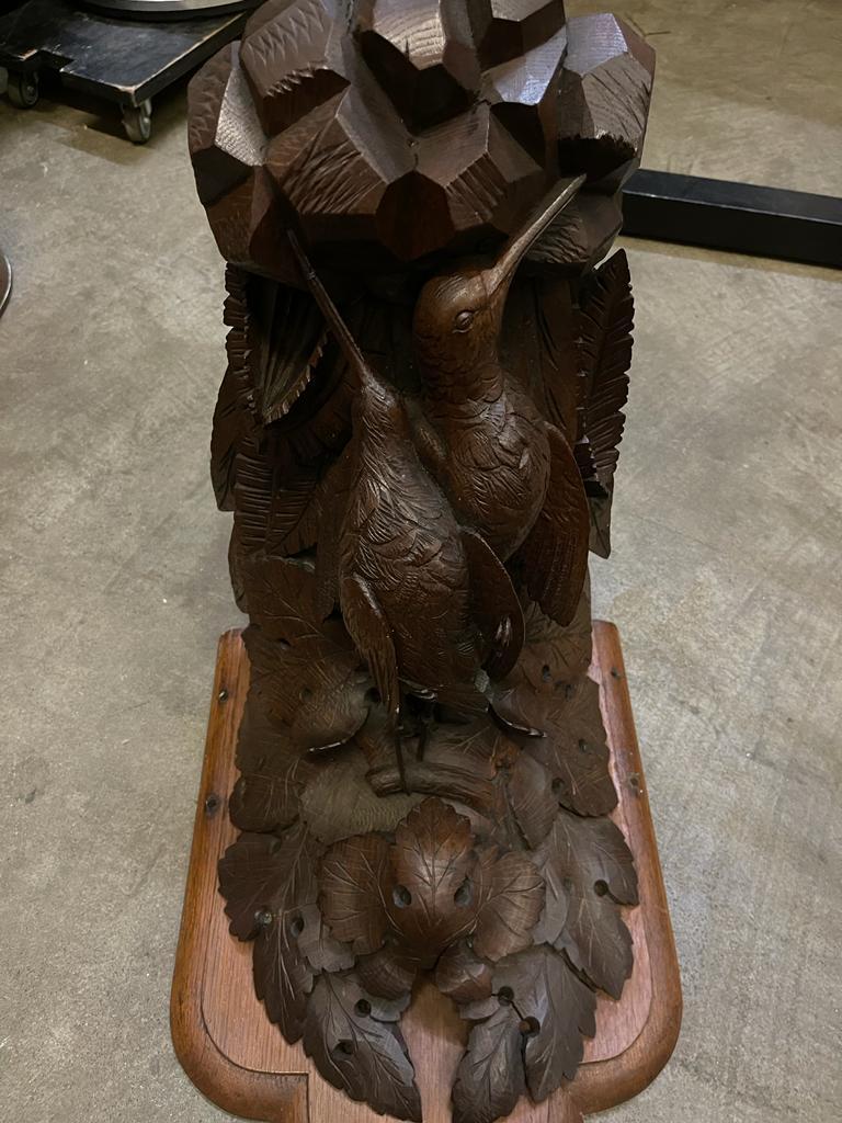 Pair of 19th Century Black Forest Carved Oak Hanging Hunting Trophy Shelves 7