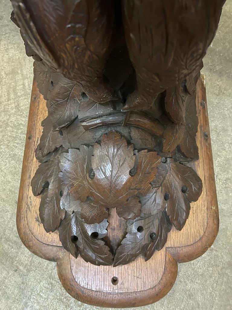 Pair of 19th Century Black Forest Carved Oak Hanging Hunting Trophy Shelves 1