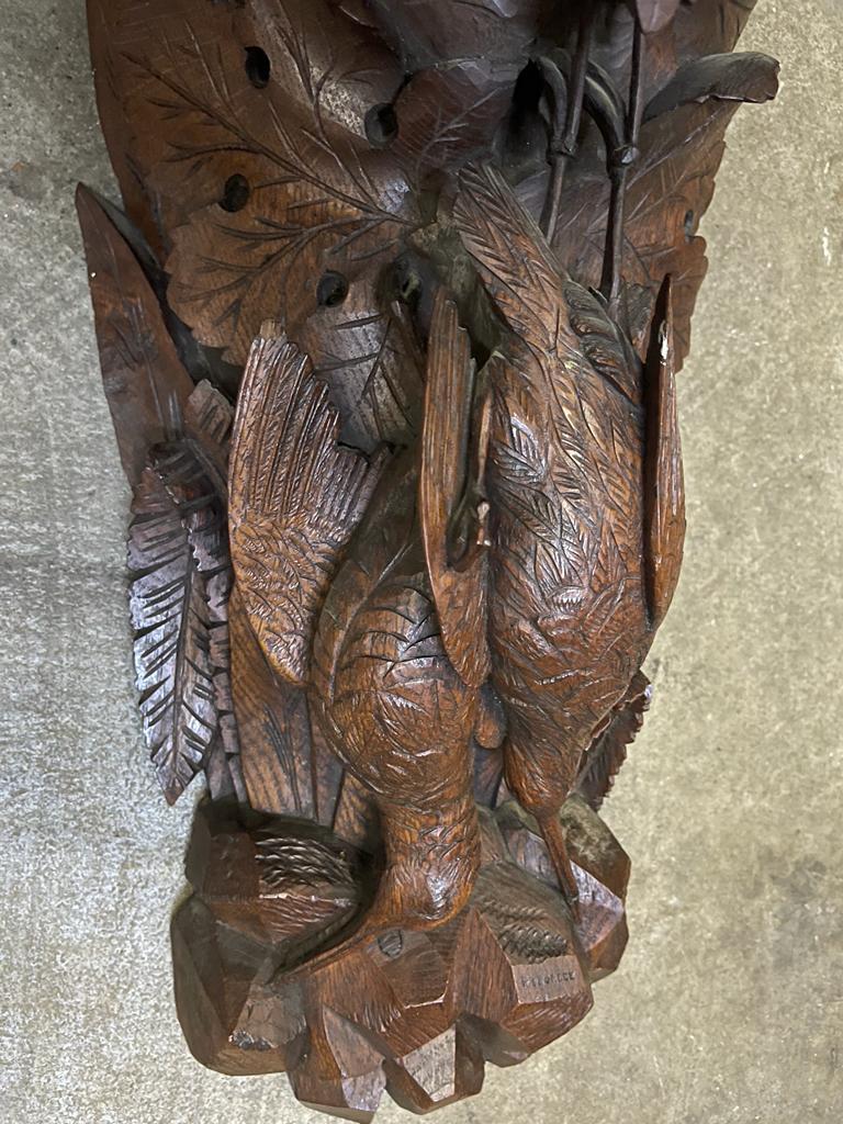 Pair of 19th Century Black Forest Carved Oak Hanging Hunting Trophy Shelves 5