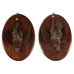 Paar geschnitzte Black Forest Vogel-Trophäen aus Holz aus dem 19. Jahrhundert