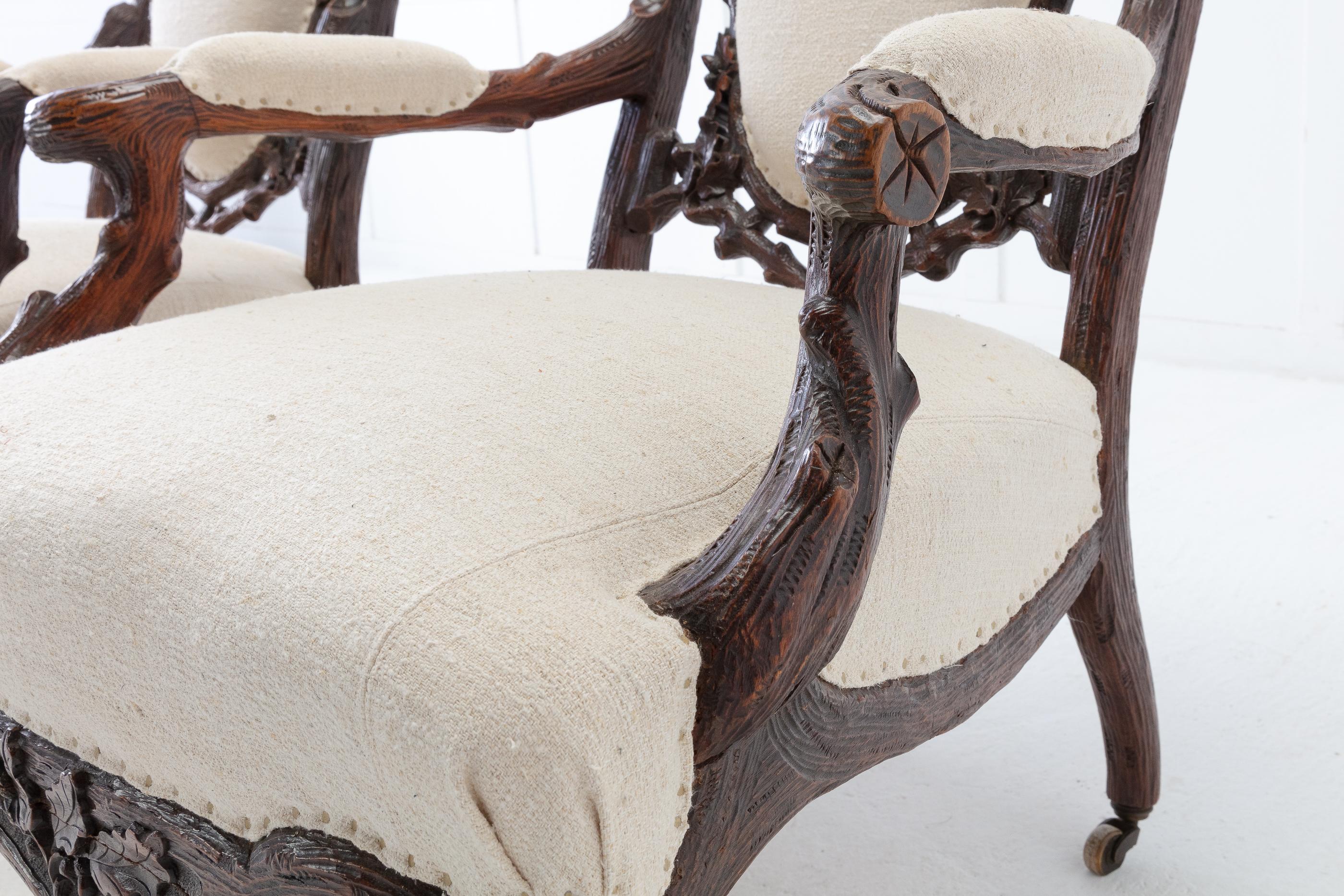 Pair of 19th Century Black Forest Open Armchairs For Sale 2