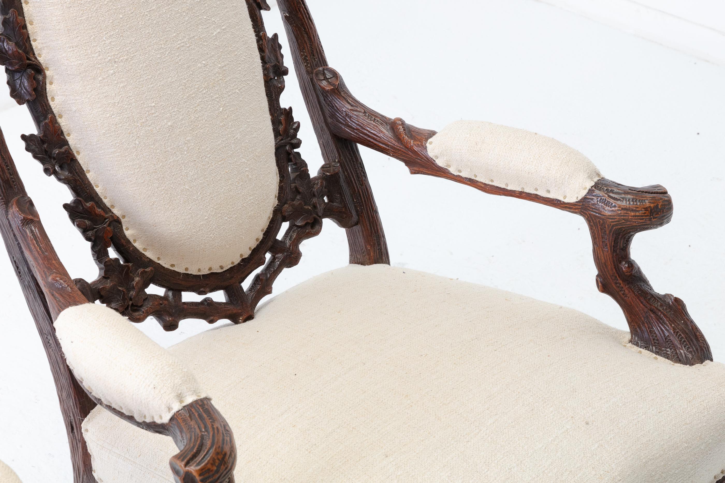 Pair of 19th Century Black Forest Open Armchairs For Sale 3