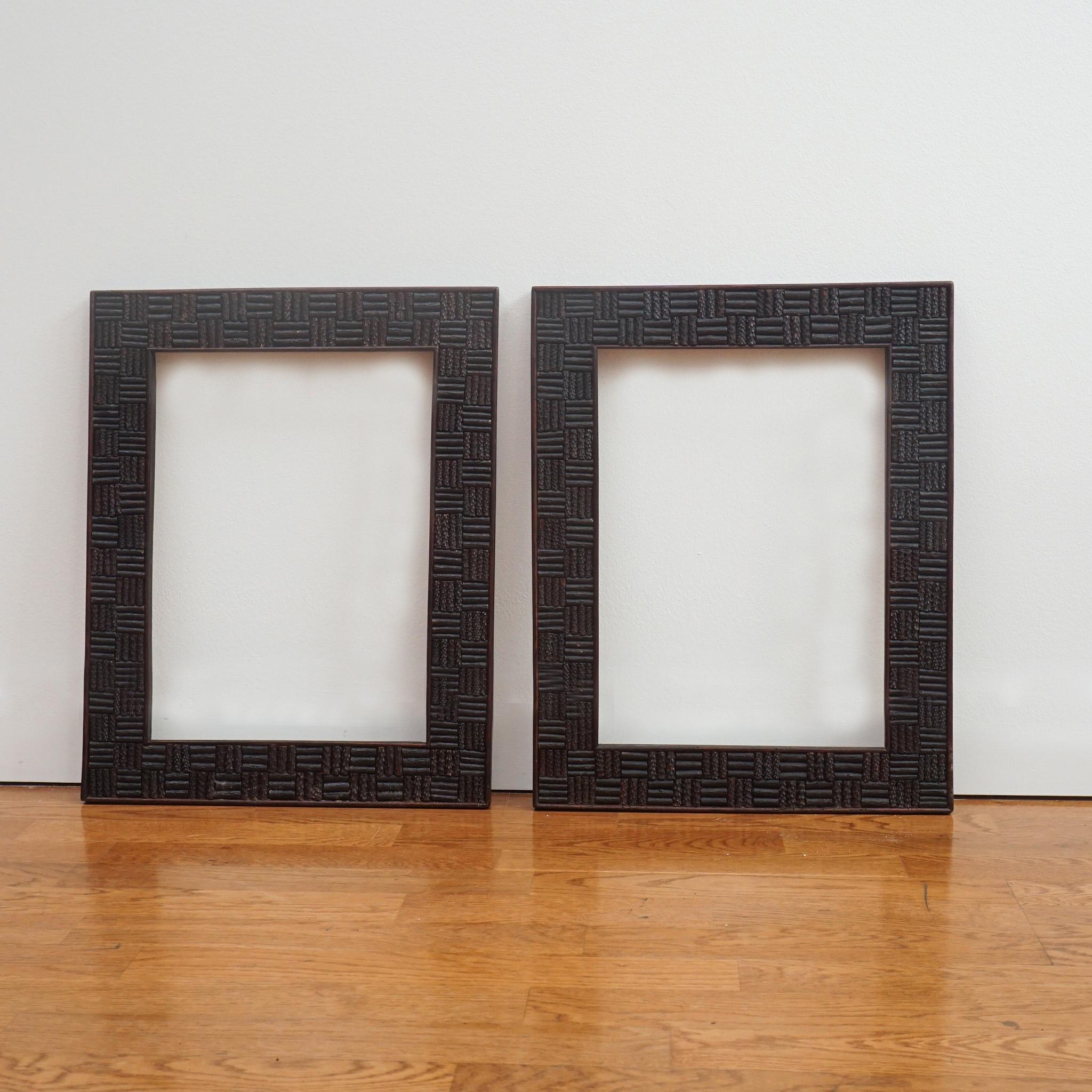Hand-Crafted Pair of 19th Century Black Forest Picture Frames For Sale