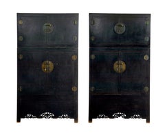 Pair of 19th century black lacquered Chinese compound cabinets
