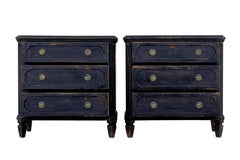 Pair of 19th Century Black Painted Chest of Drawers