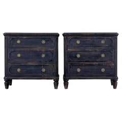 Pair of 19th Century Black Painted Chest of Drawers