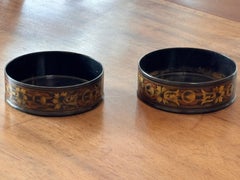 Pair of 19th Century Black Papier-Mâché Wine Coasters