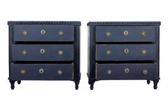Pair of 19th Century Black Scandinavian Painted Chest of Drawers