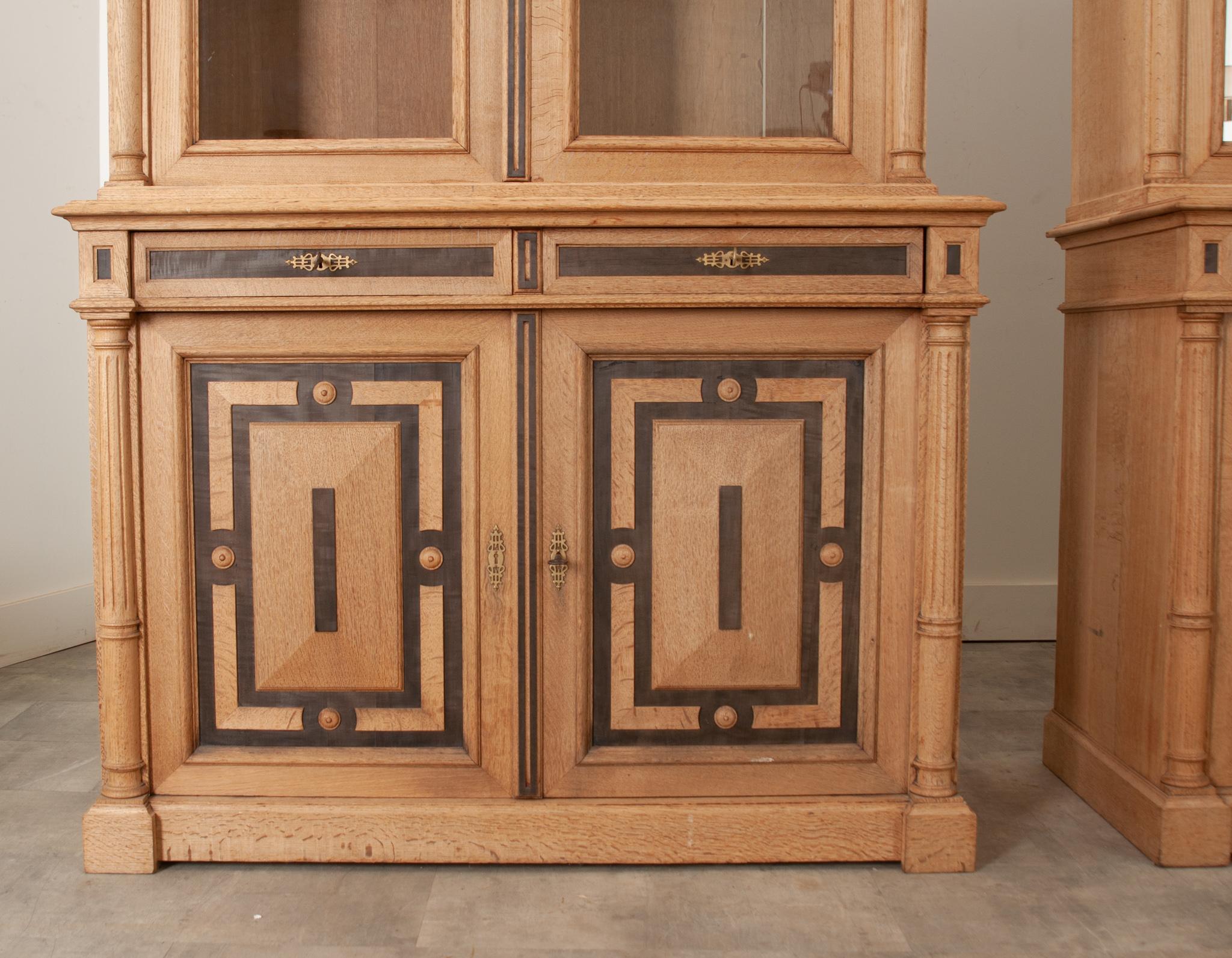 Joinery Pair of 19th Century Bleached Oak Bookcases