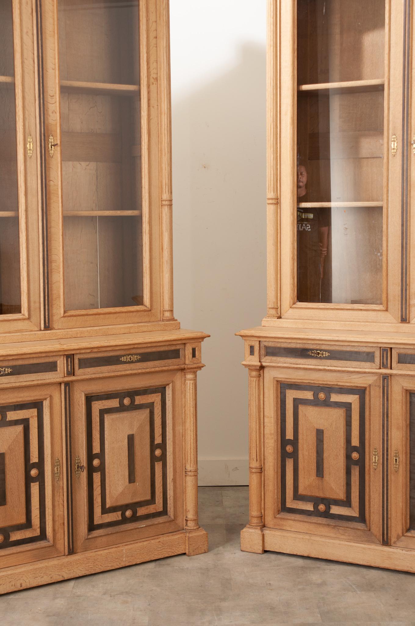 Pair of 19th Century Bleached Oak Bookcases 1
