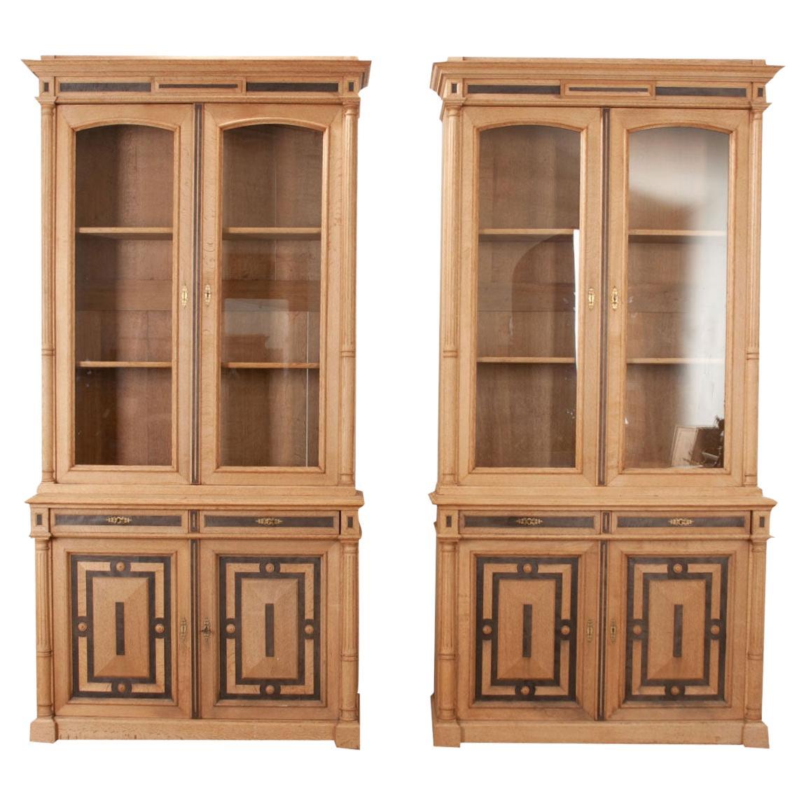 Pair of 19th Century Bleached Oak Bookcases