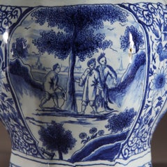 Pair of 19th Century Blue and White Delft Pottery Vases as Table Lamps