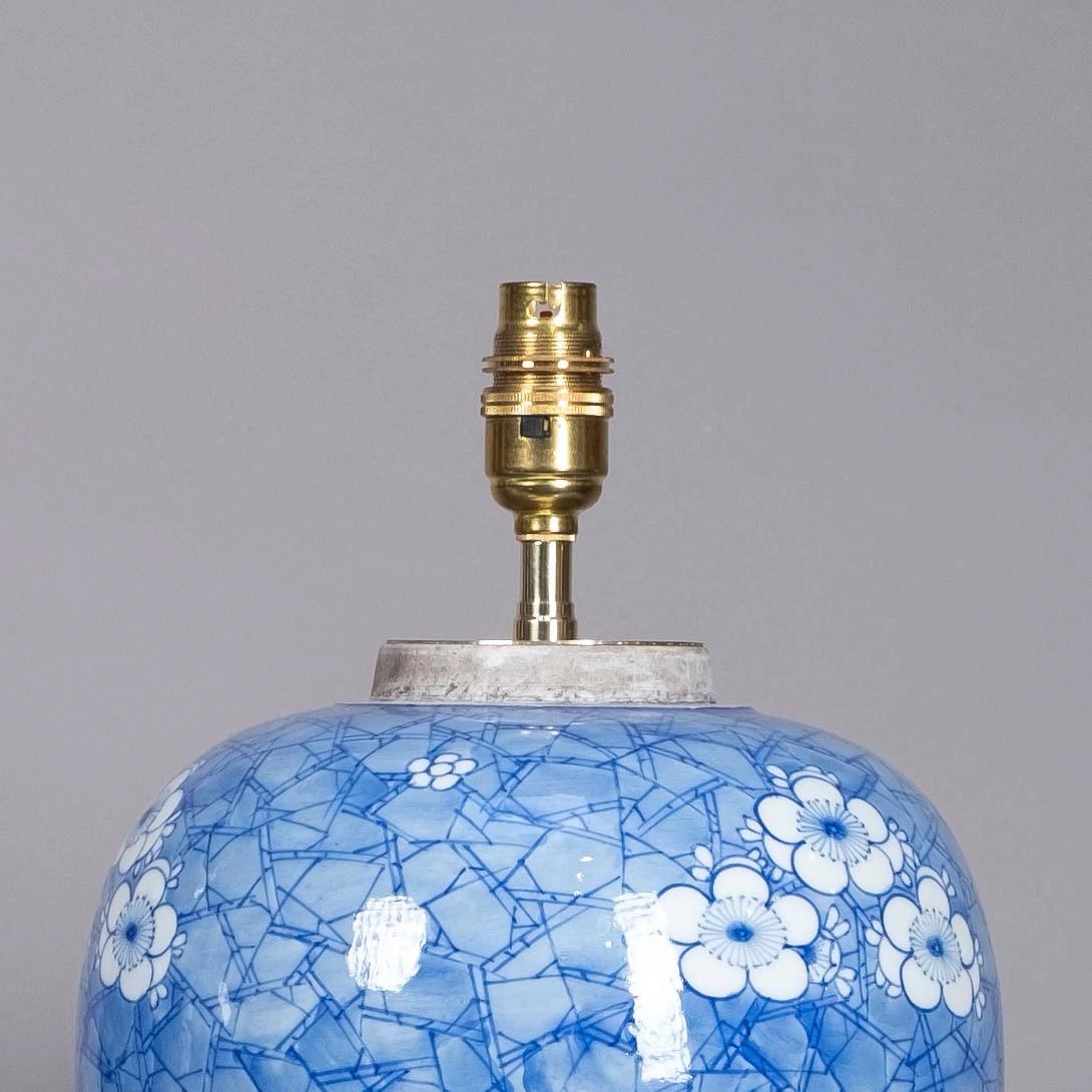 Chinese Export Pair of 19th Century Blue and White Ginger Jar Lamps