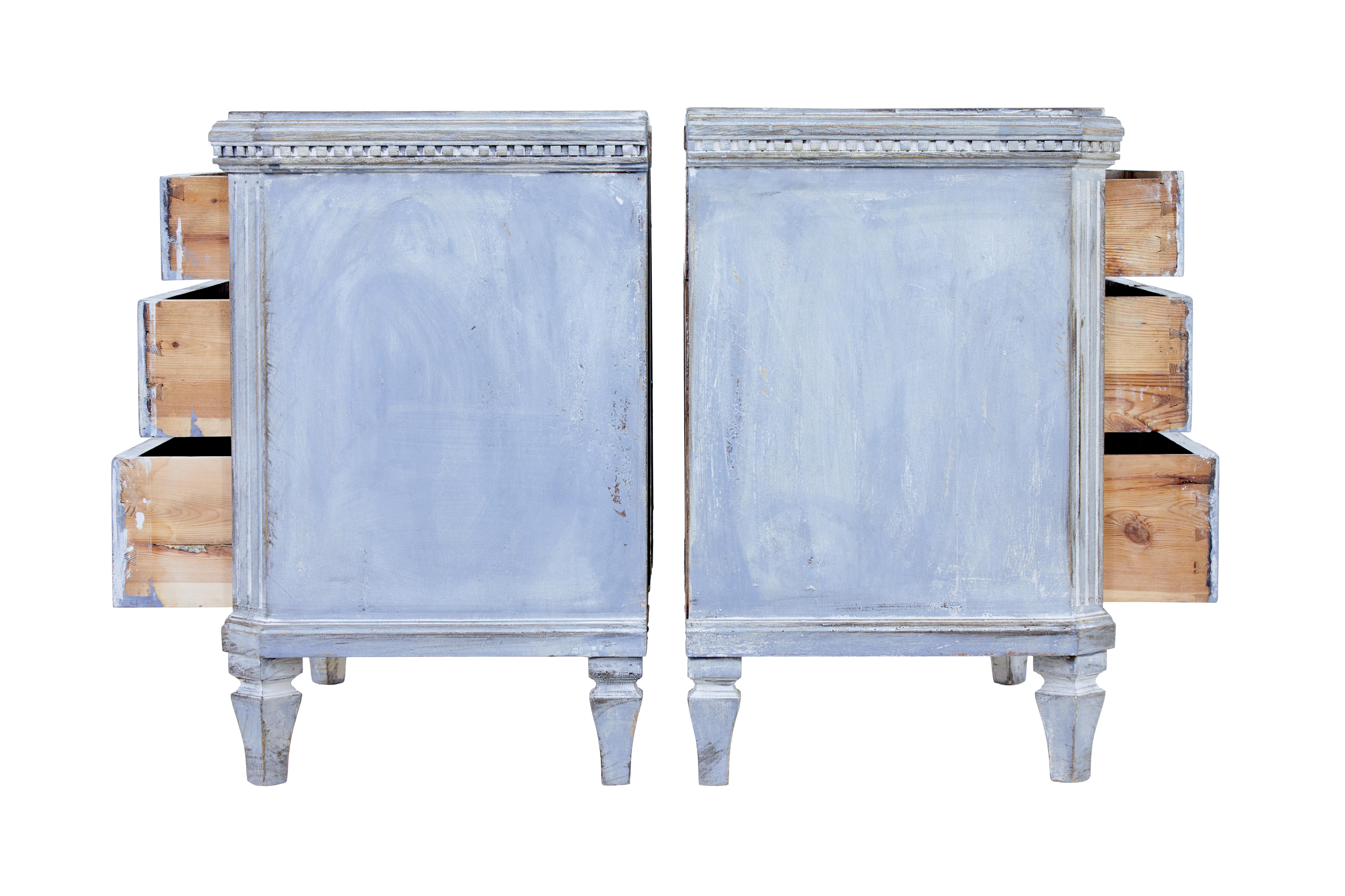 19th Century Pair of 19th century blue painted chest of drawers