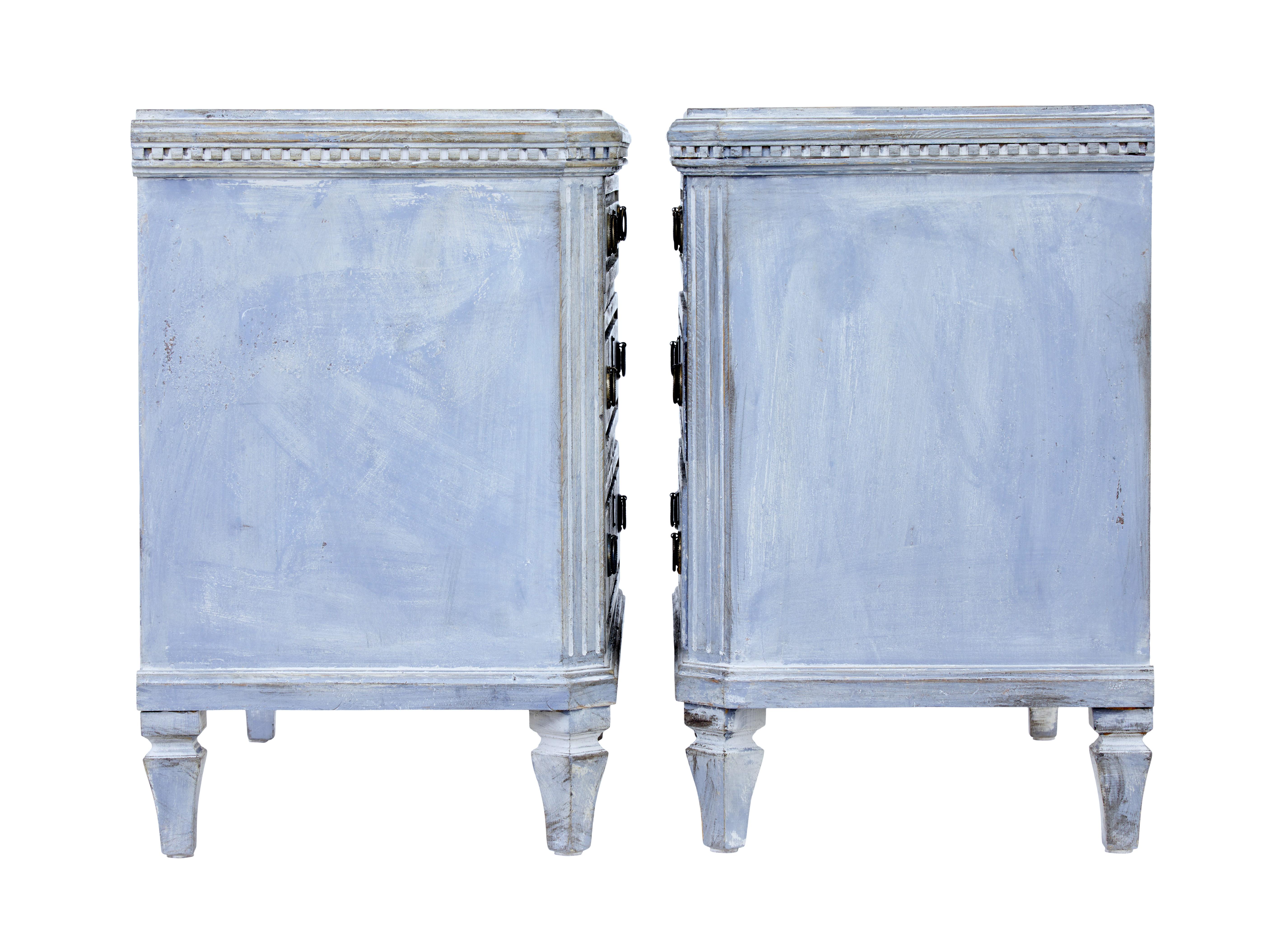 Pine Pair of 19th century blue painted chest of drawers