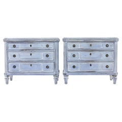 Pair of 19th century blue painted chest of drawers